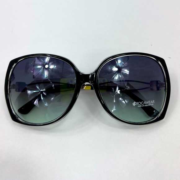 ROCAWEAR BLACK & CLEAR FRAME WITH THE SIDES GOLD SUNGLASSES, 100% UV PROTECTION - Picture 12 of 13